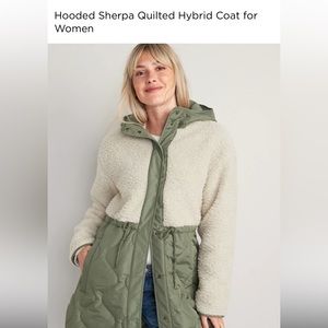 Hooded Sherpa Quilted Hybrid Coat for Women